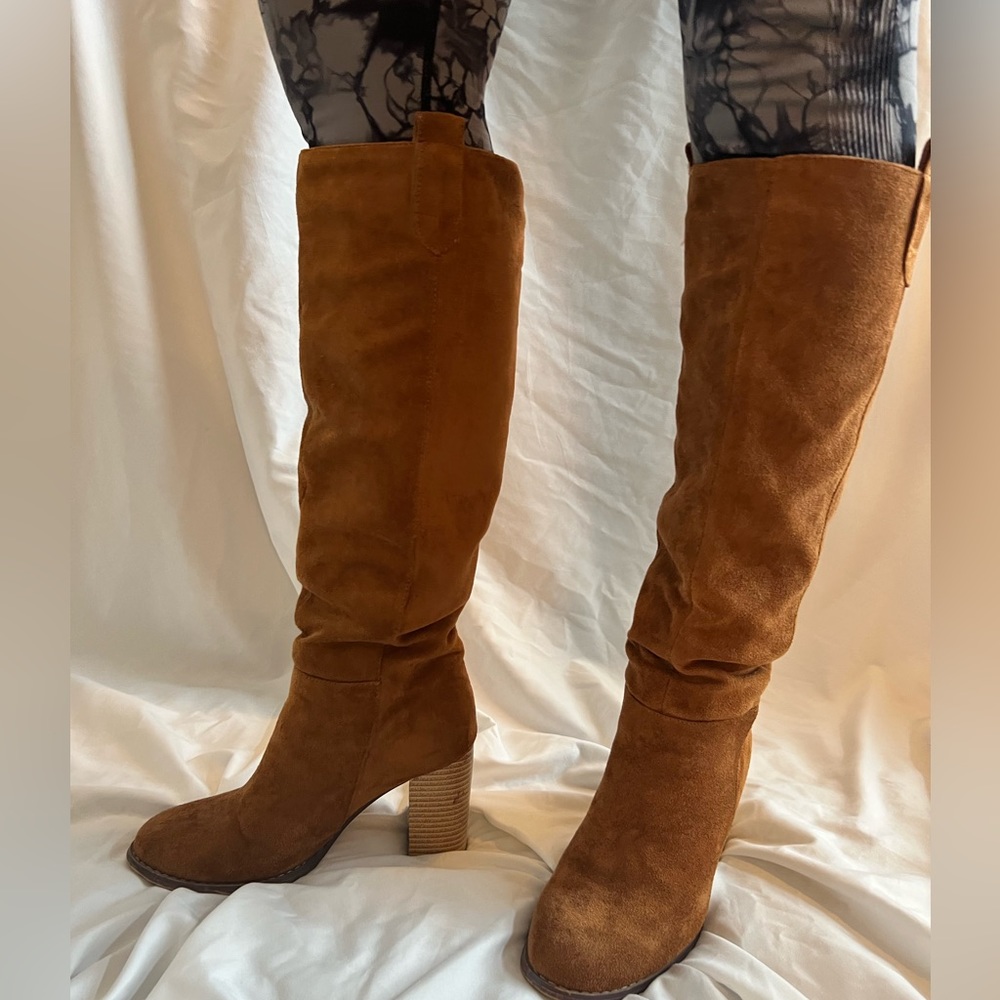 Suede knee high boots